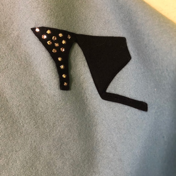 Casino night CIRCLE SKIRT from the 50's, wool felt, blue. Size XS. Rockabilly - Picture 7 of 16